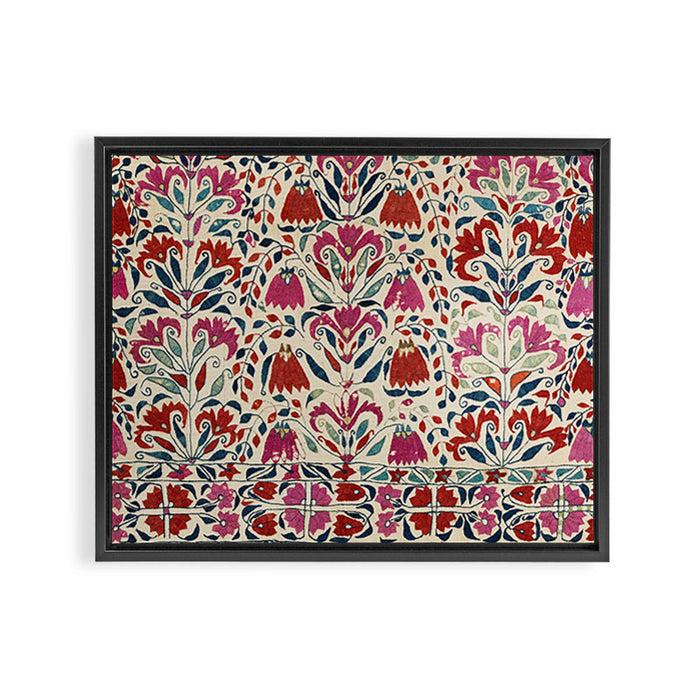 Tekke Asmalyk West Turkestan Floral Textile Print Framed Canvas Print Gallery Image 1