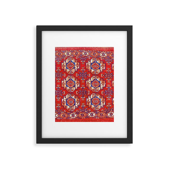 Tekke Torba Antique Turkmen Tribal Rug Print Framed Art Print Gallery Image 1