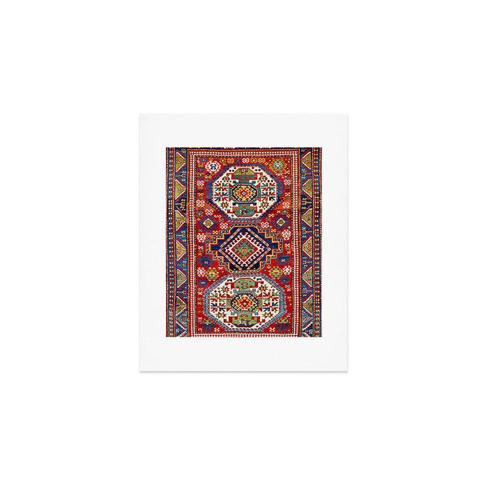 Three Medallion Kazak Southwest Caucasus Carpet Print Art Print Gallery Image 1