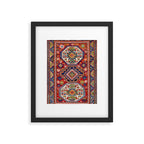 Three Medallion Kazak Southwest Caucasus Carpet Print Framed Art Print Gallery Image 6