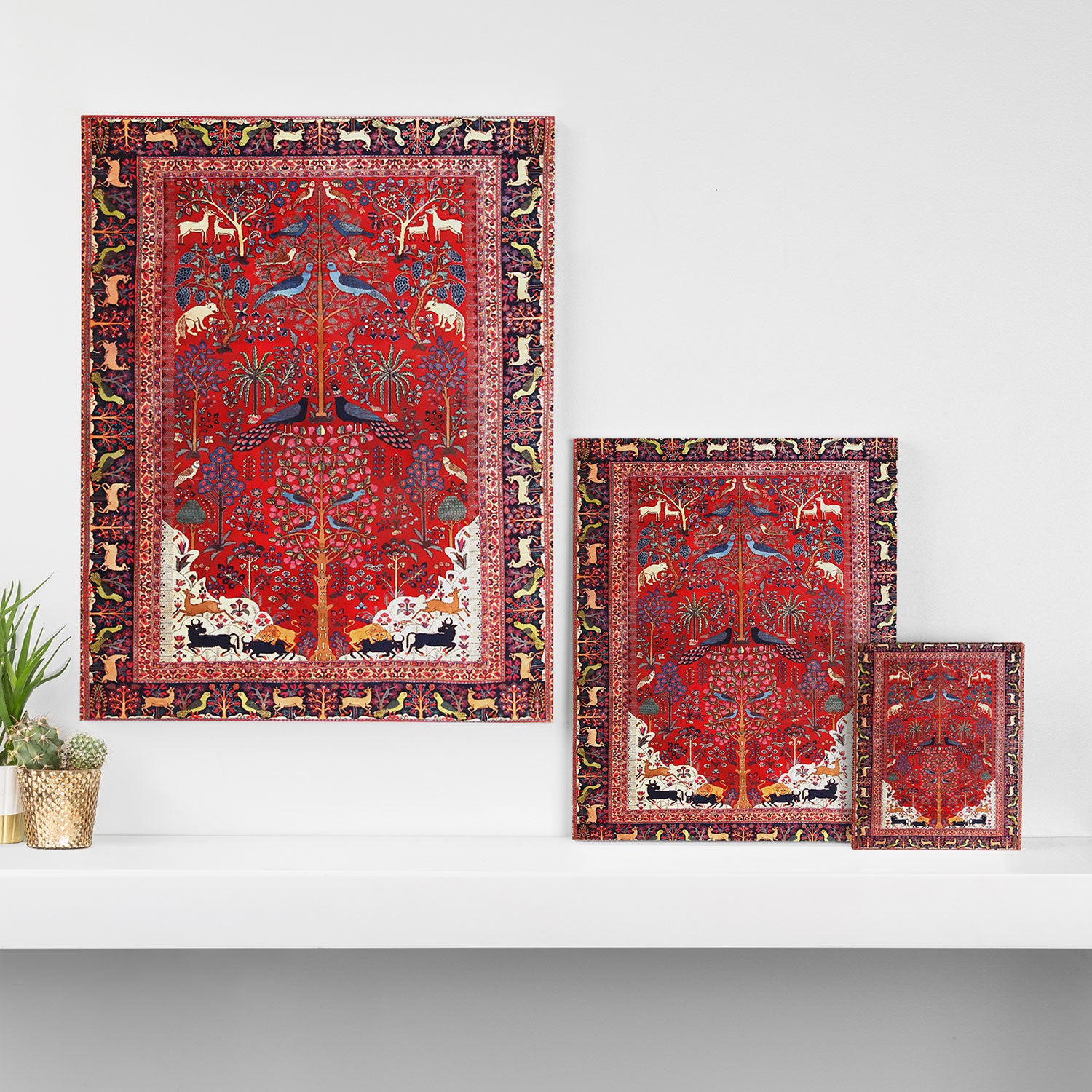 Tree of Life Beautiful Flower Garden Persian Khorassan Rug Print Canvas Print Gallery Image 3