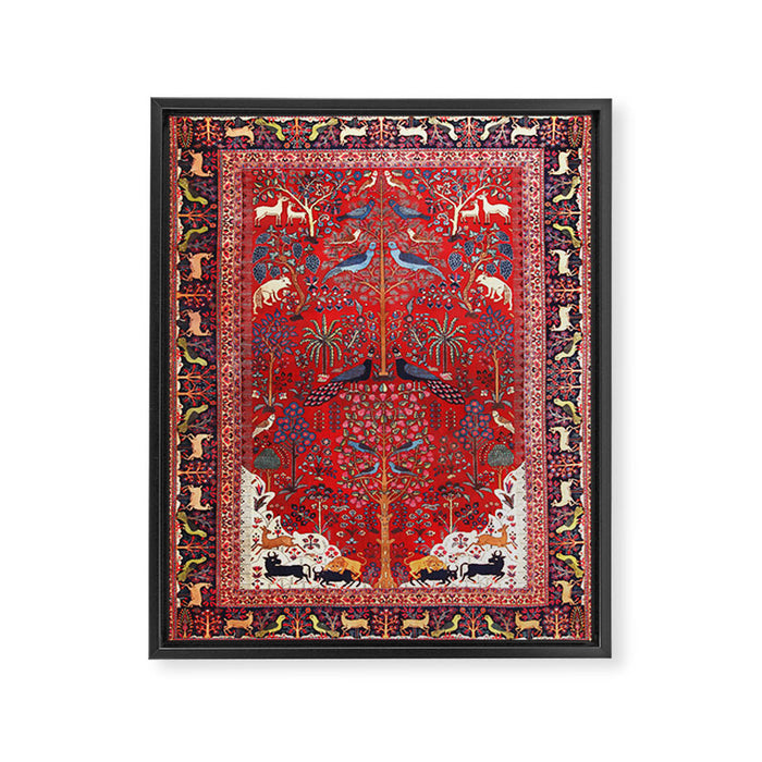 Tree of Life Beautiful Flower Garden Persian Khorassan Rug Print Framed Canvas Print Gallery Image 1