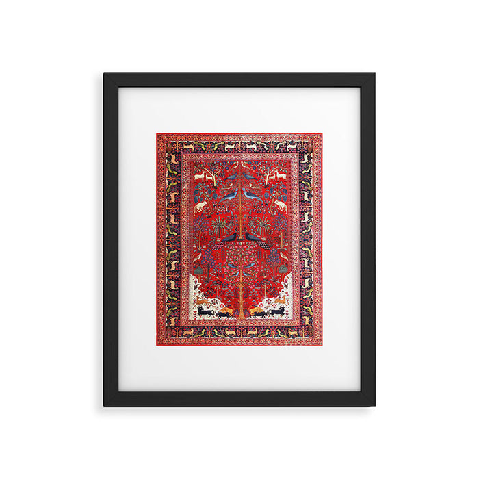 Tree of Life Beautiful Flower Garden Persian Khorassan Rug Print Framed Art Print Gallery Image 1