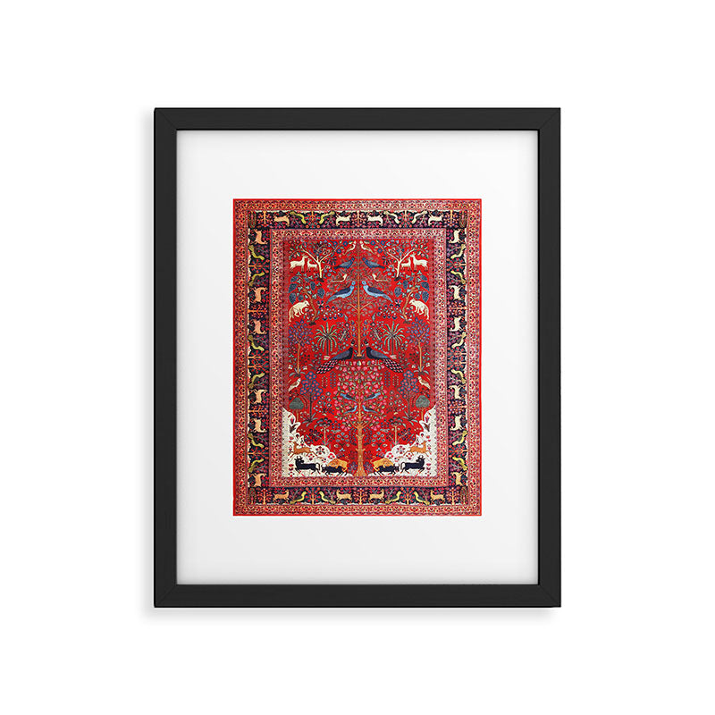 Tree of Life Beautiful Flower Garden Persian Khorassan Rug Print Framed Art Print Gallery Image 5