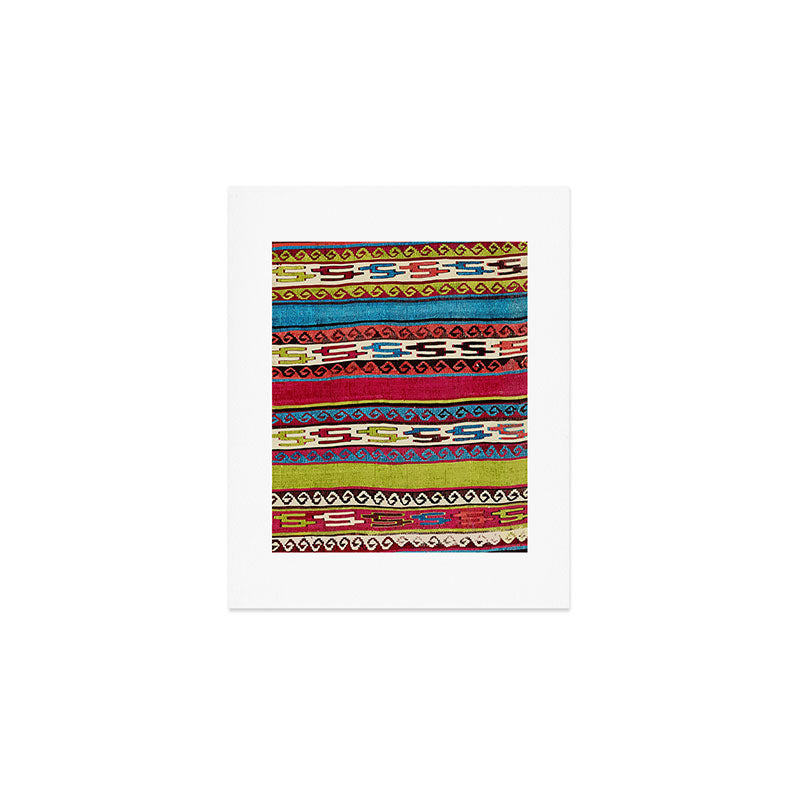 Turkish Antique Kilim Print with Horizontal Stripes  Art Print Gallery Image 1
