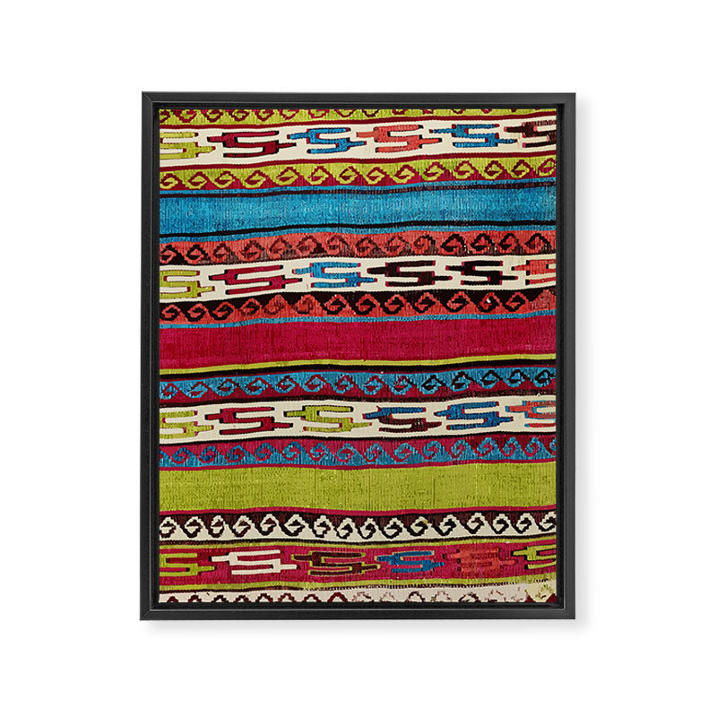 Turkish Antique Kilim Print with Horizontal Stripes  Framed Canvas Print Gallery Image 3