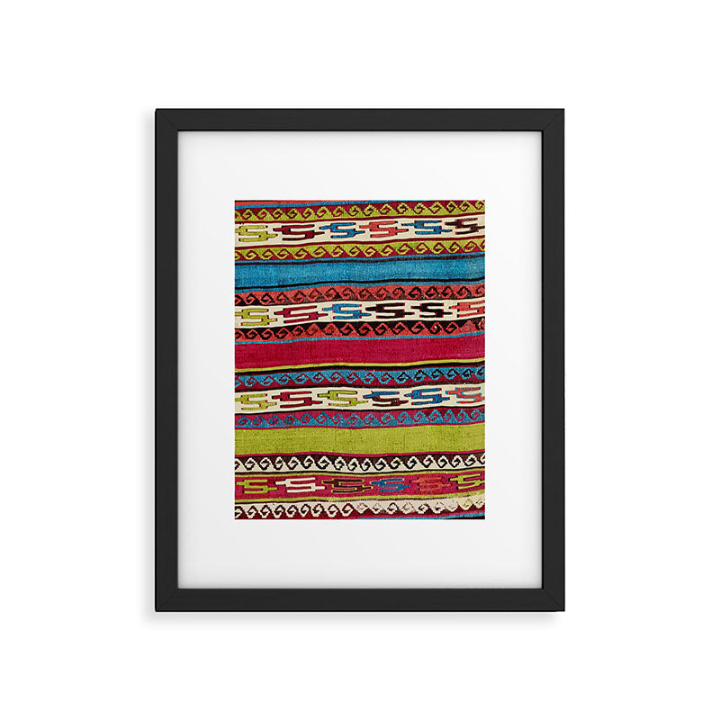 Turkish Antique Kilim Print with Horizontal Stripes  Framed Art Print Gallery Image 4