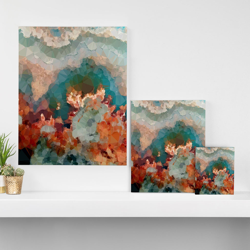 Turquoise Copper Agate Low Poly Geometric Triangles Canvas Print Gallery Image 3