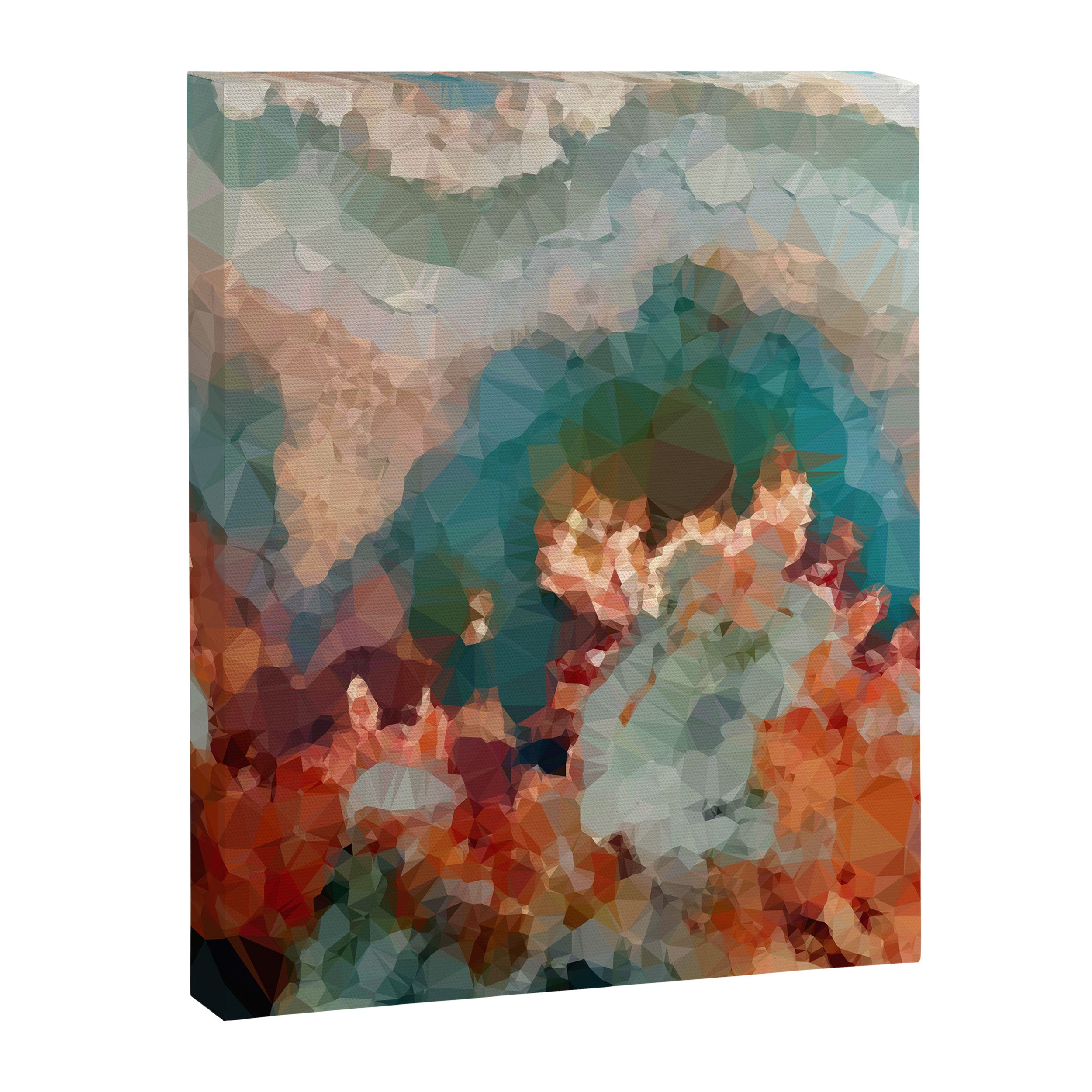 Turquoise Copper Agate Low Poly Geometric Triangles Canvas Print Gallery Image 3