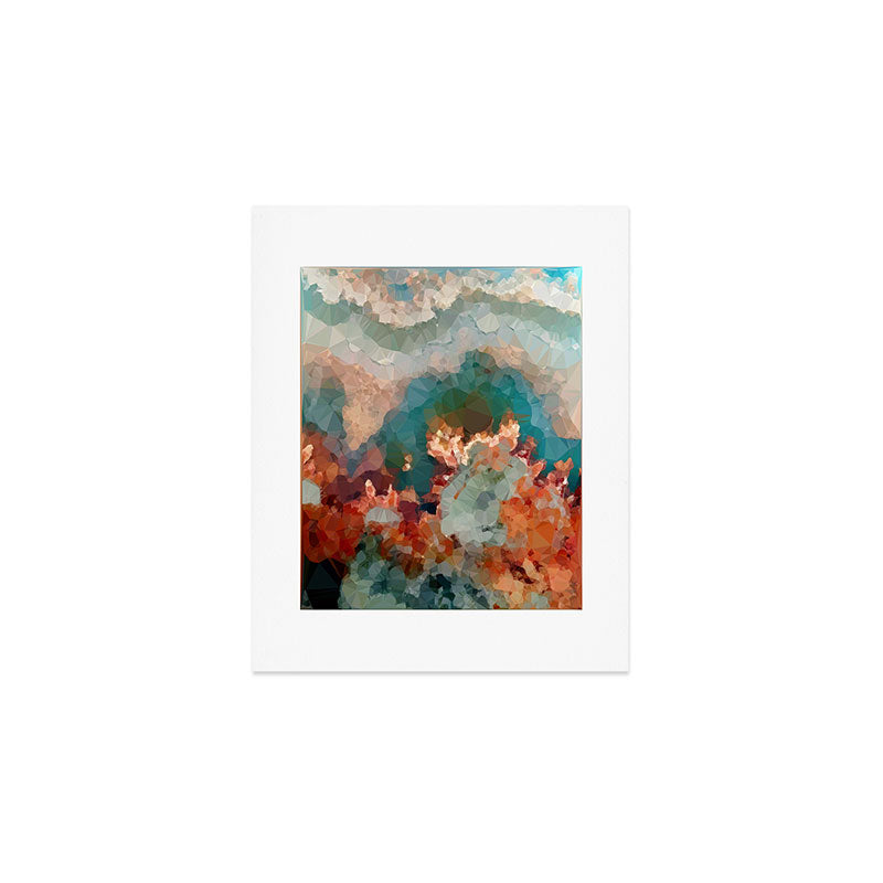 Turquoise Copper Agate Low Poly Geometric Triangles Art Print Gallery Image 1