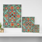 Turquoise Suzani Antique Floral Uzbek Embroidery Print Canvas Print Gallery Image 3