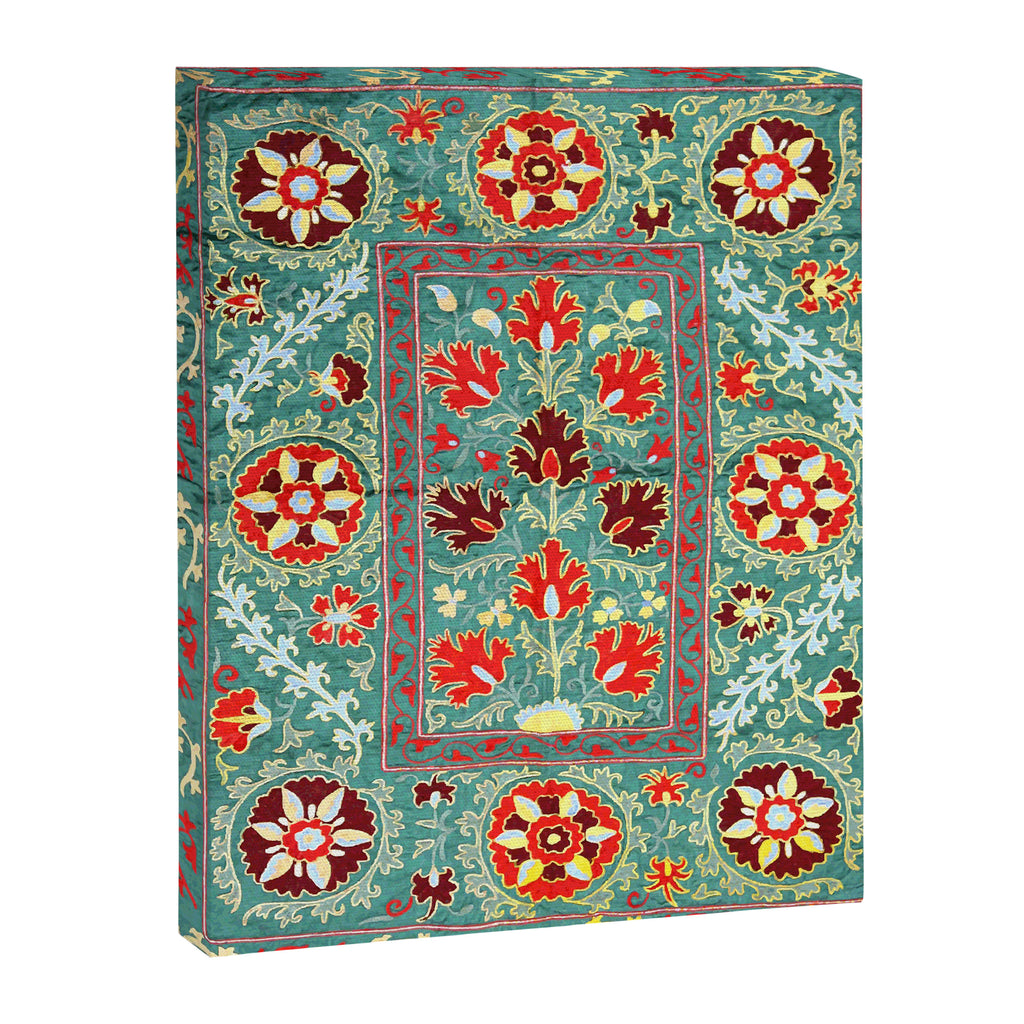 Turquoise Suzani Antique Floral Uzbek Embroidery Print Canvas Print Gallery Image 3