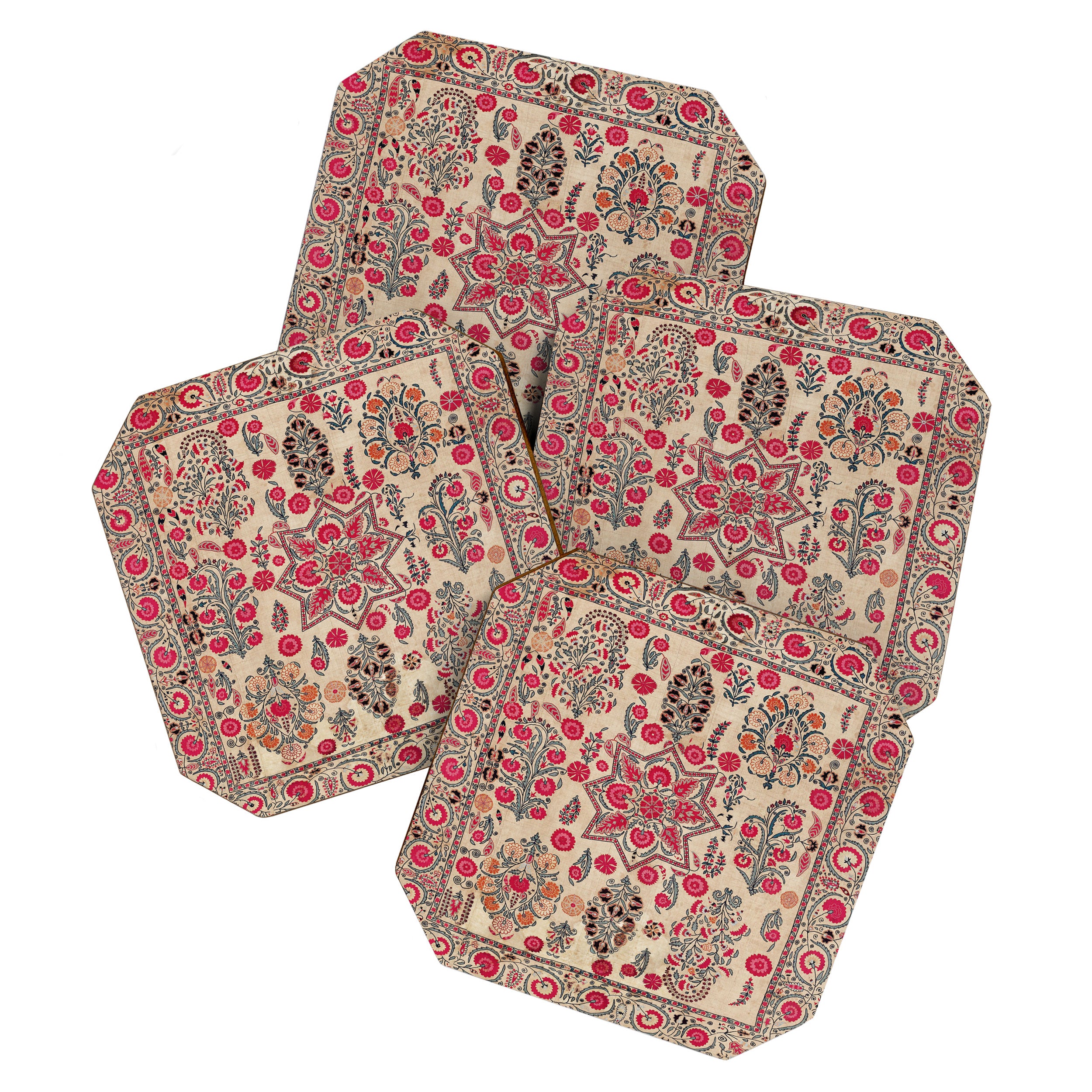 Ura Tube  Antique Tajik Suzani Embroidery Print Coaster Gallery Image 1