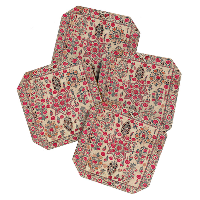Ura Tube  Antique Tajik Suzani Embroidery Print Coaster Gallery Image 1