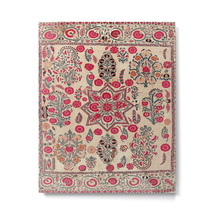 Ura Tube  Antique Tajik Suzani Embroidery Print Metal Print Gallery Image 1