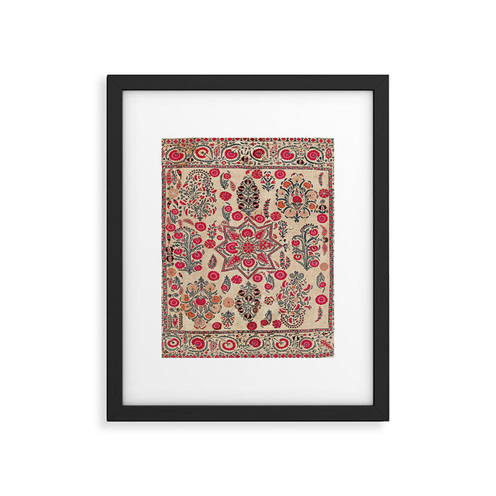 Ura Tube  Antique Tajik Suzani Embroidery Print Framed Art Print Gallery Image 1