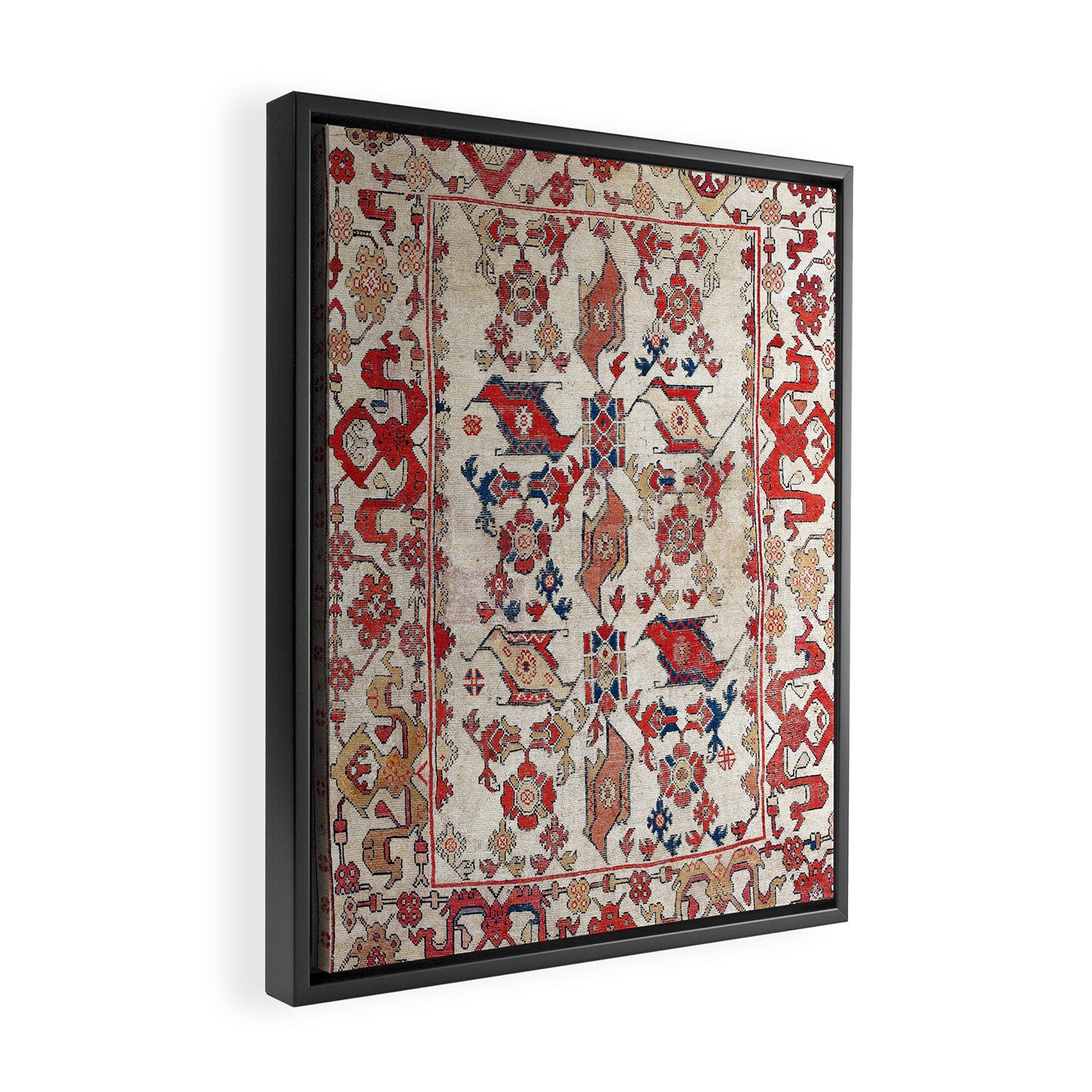 Ushak Selendi 17th Century Bird Carpet Print Framed Canvas Print Gallery Image 2