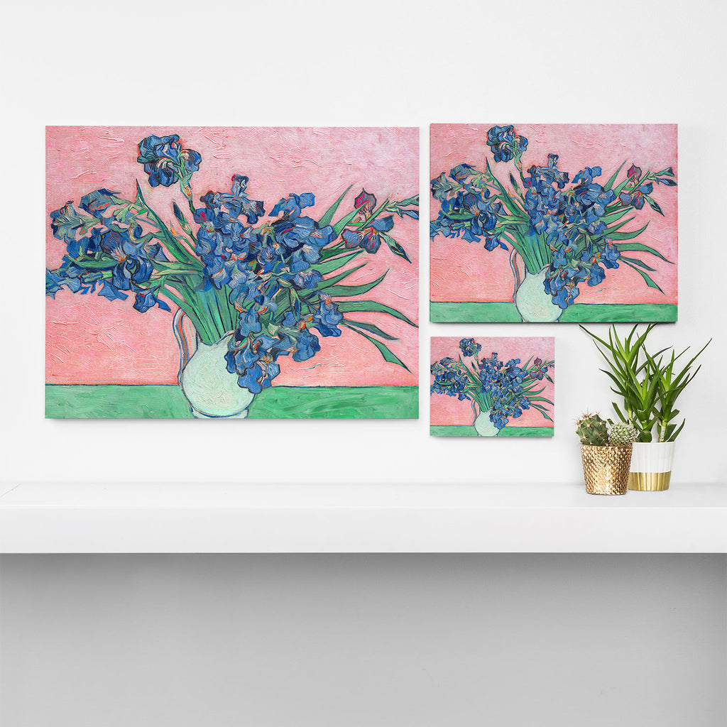 Van Gogh Irises Still Life With Pink Background Canvas Print Gallery Image 3