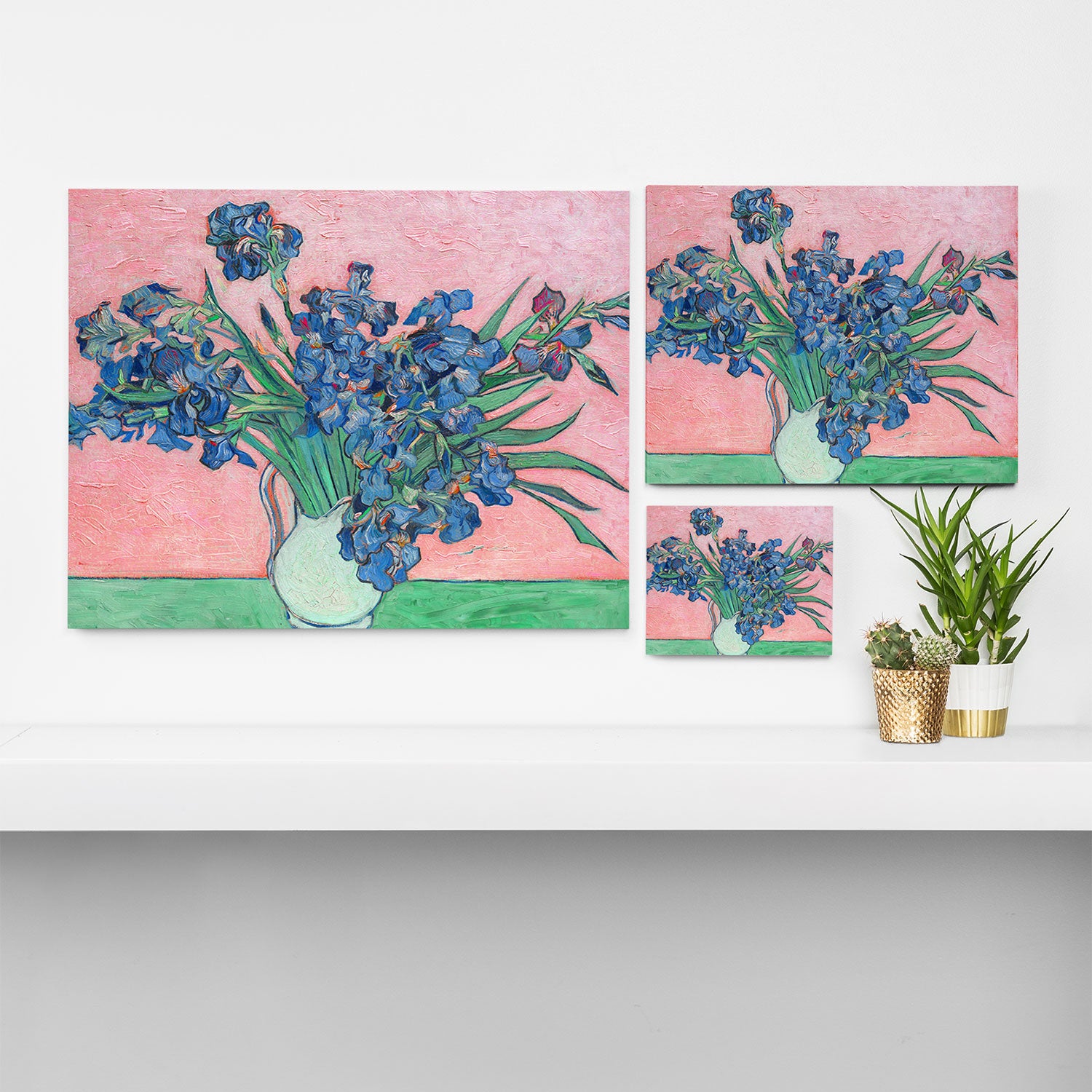 Van Gogh Irises Still Life With Pink Background Canvas Print Gallery Image 3