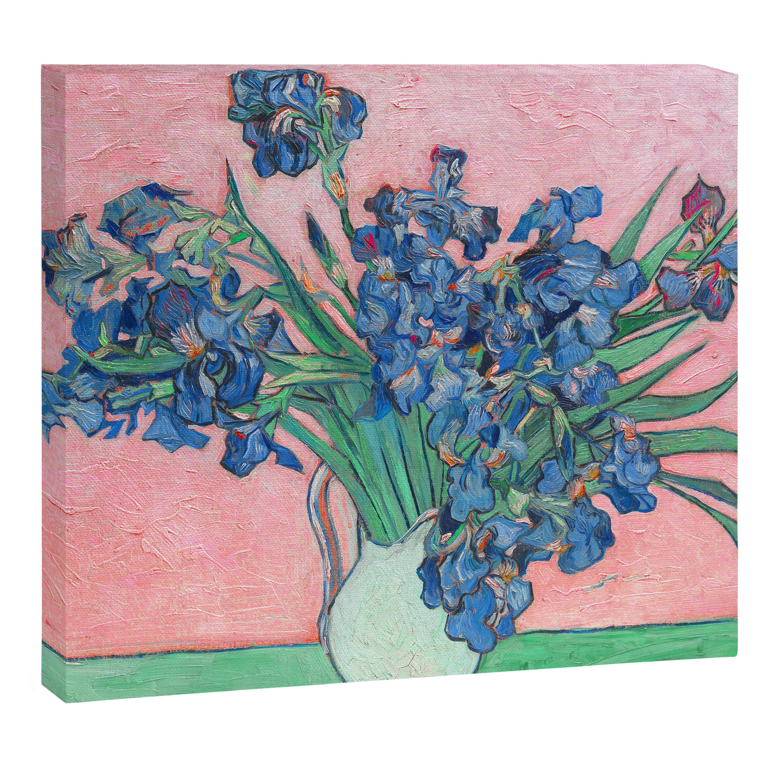 Van Gogh Irises Still Life With Pink Background Canvas Print Gallery Image 3