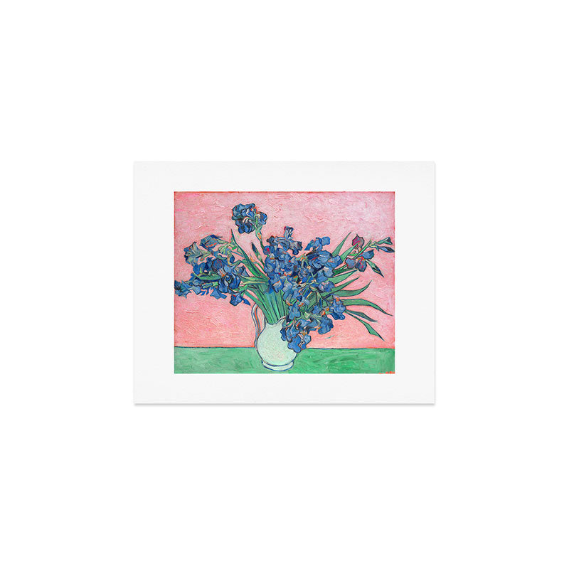 Van Gogh Irises Still Life With Pink Background Art Print Gallery Image 1