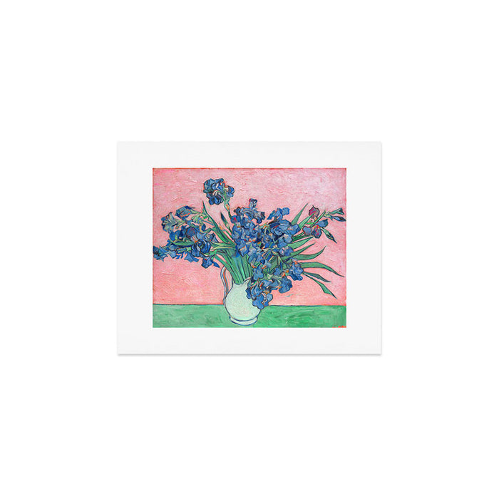 Van Gogh Irises Still Life With Pink Background Art Print Gallery Image 1