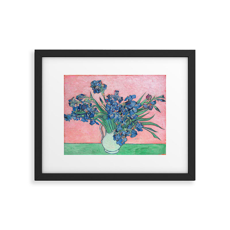 Van Gogh Irises Still Life With Pink Background Framed Art Print Gallery Image 4