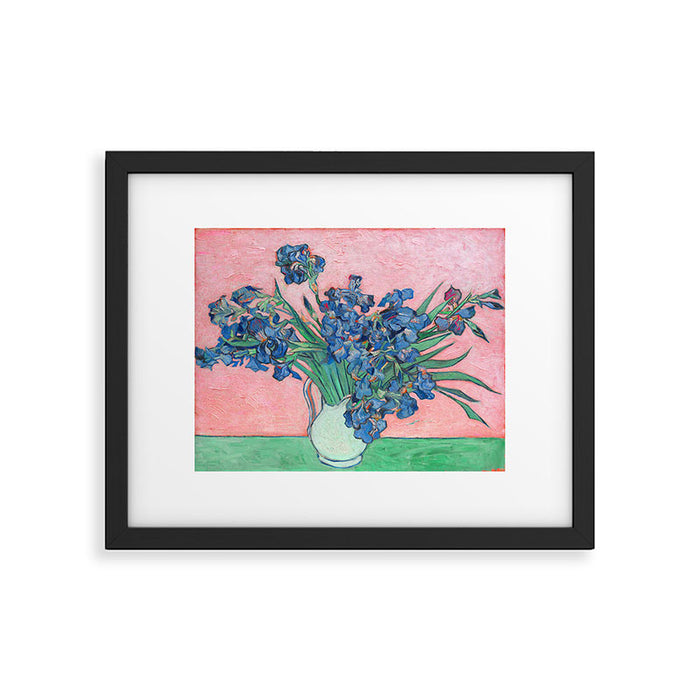 Van Gogh Irises Still Life With Pink Background Framed Art Print Gallery Image 1