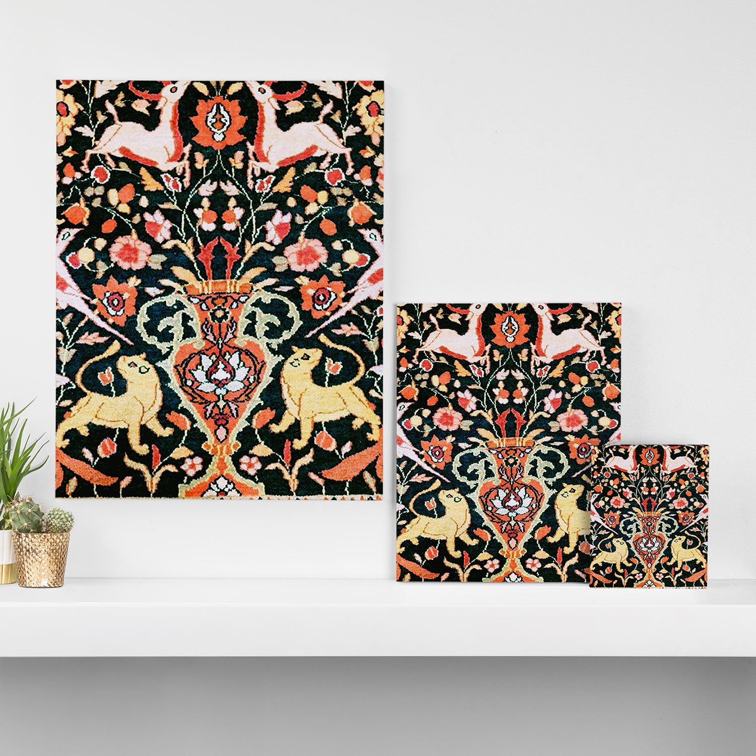 Vase Birds Animals Persian Rug Print Canvas Print Gallery Image 3