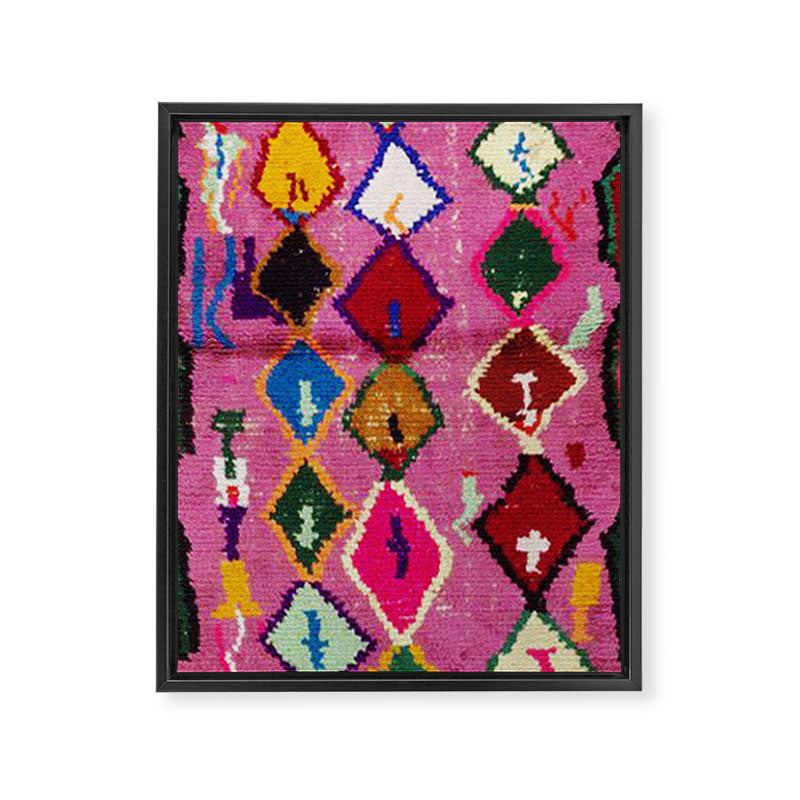 Very Colorful Retro Moroccan Rug Print Framed Canvas Print Gallery Image 3