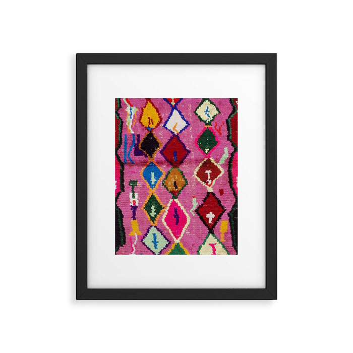 Very Colorful Retro Moroccan Rug Print Framed Art Print Gallery Image 1