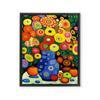 Vibrant Abstract Flowers in a Beautiful Blue Vase Framed Canvas Print Gallery Image 8