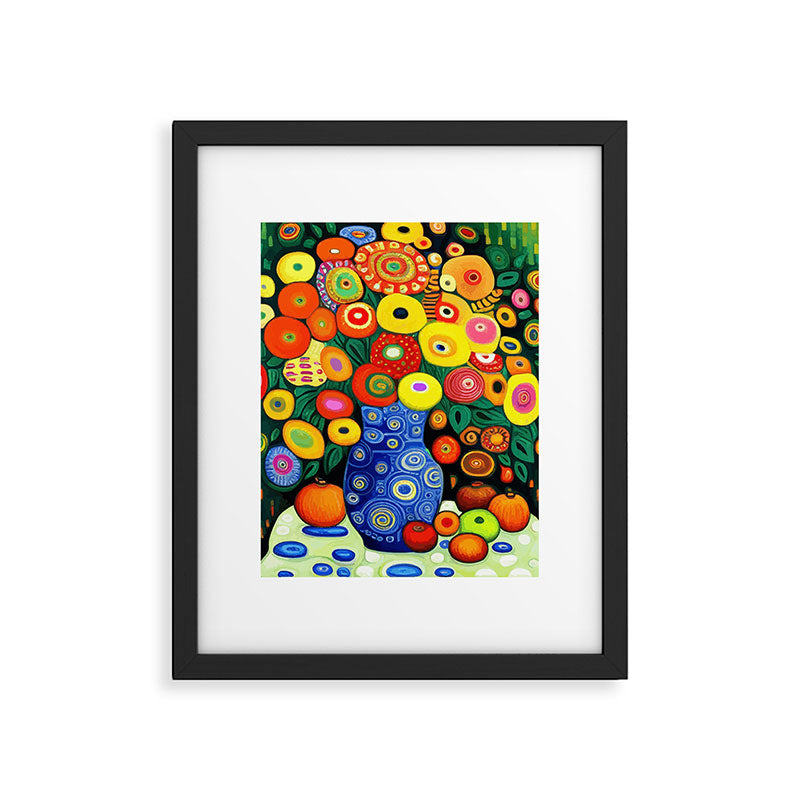 Vibrant Abstract Flowers in a Beautiful Blue Vase Framed Art Print Gallery Image 6