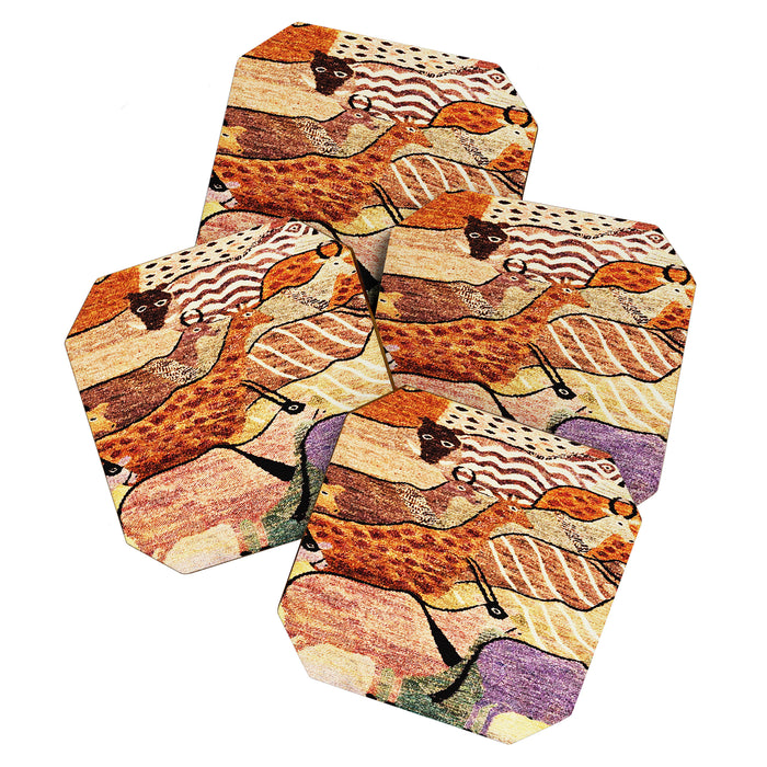 Vintage African Animal Rug Print Coaster Gallery Image 1