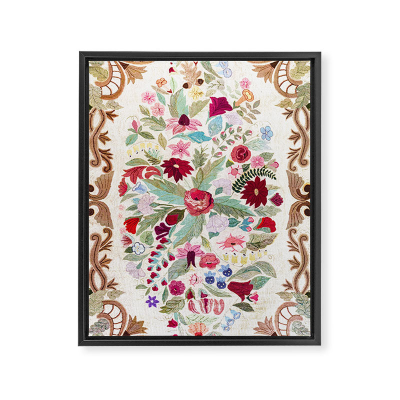 Vintage American Floral Rug Print Framed Canvas Print Gallery Image 3