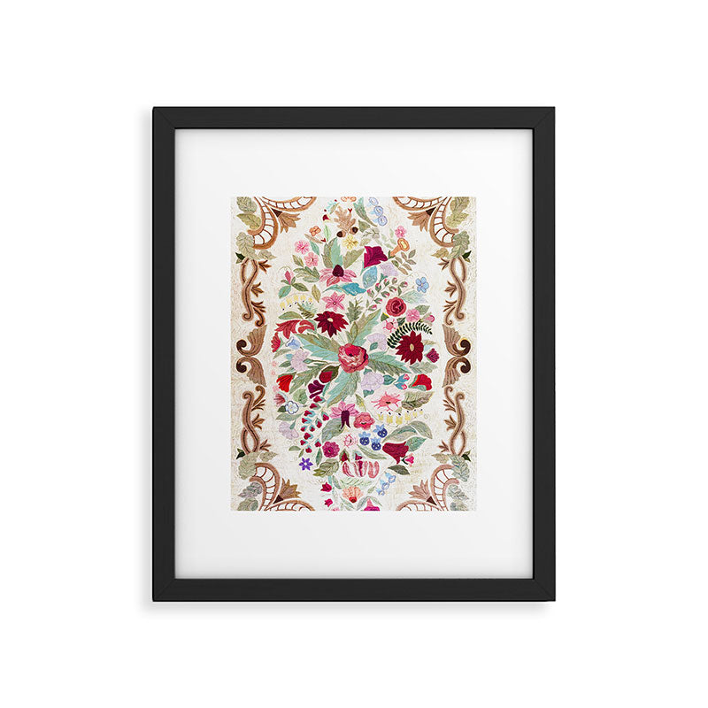Vintage American Floral Rug Print Framed Art Print Gallery Image 5