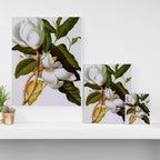 Vintage Botanical White Magnolia Flower Art Canvas Print Gallery Image 3
