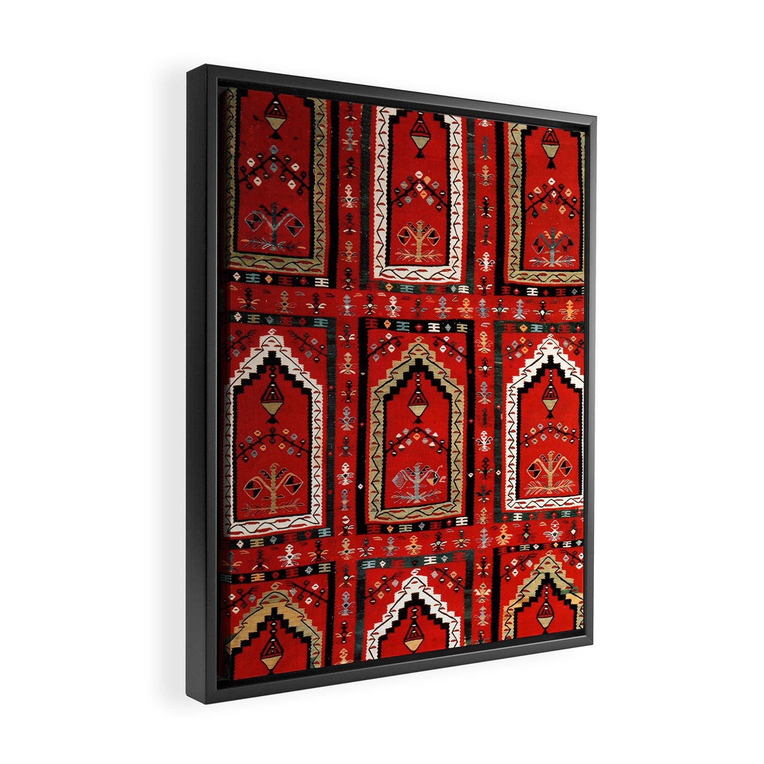 Vintage Bulgarian Niche Rug Print Framed Canvas Print Gallery Image 2