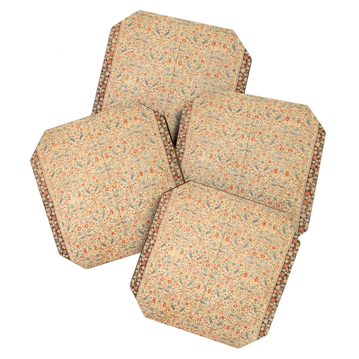 Vintage Floral Indian Rug Print Coaster Gallery Image 1