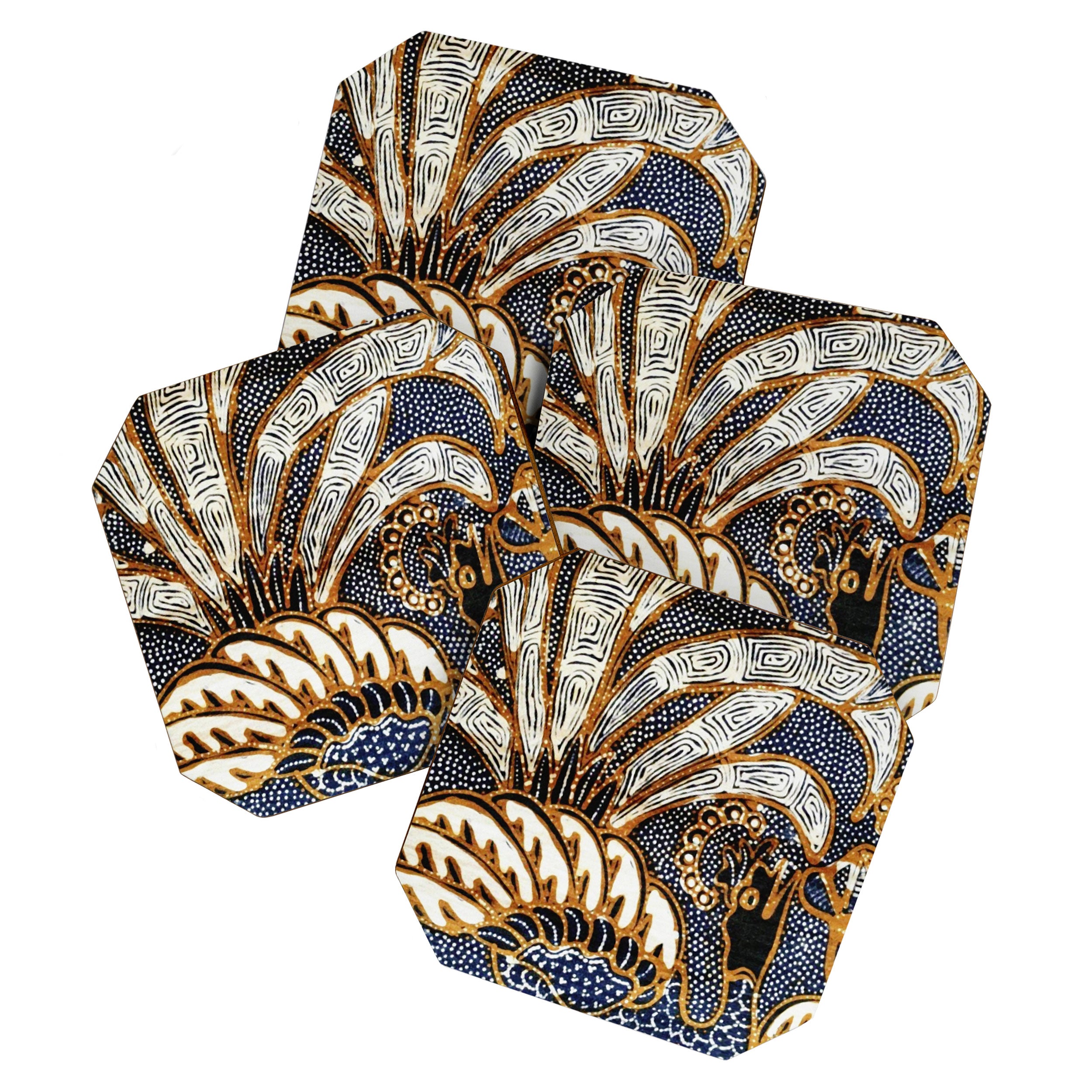 Vintage Indonesian Batik Peacock Print Coaster Gallery Image 1