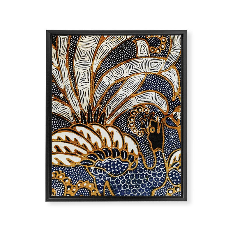 Vintage Indonesian Batik Peacock Print Framed Canvas Print Gallery Image 3