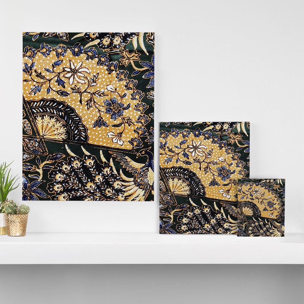 Vintage Indonesian Batik Print With Fan Canvas Print Gallery Image 3