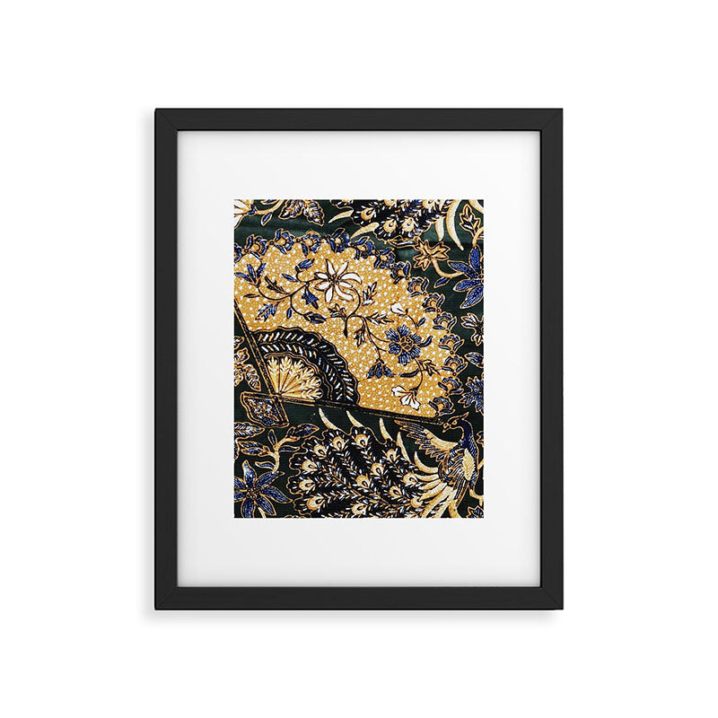 Vintage Indonesian Batik Print With Fan Framed Art Print Gallery Image 6