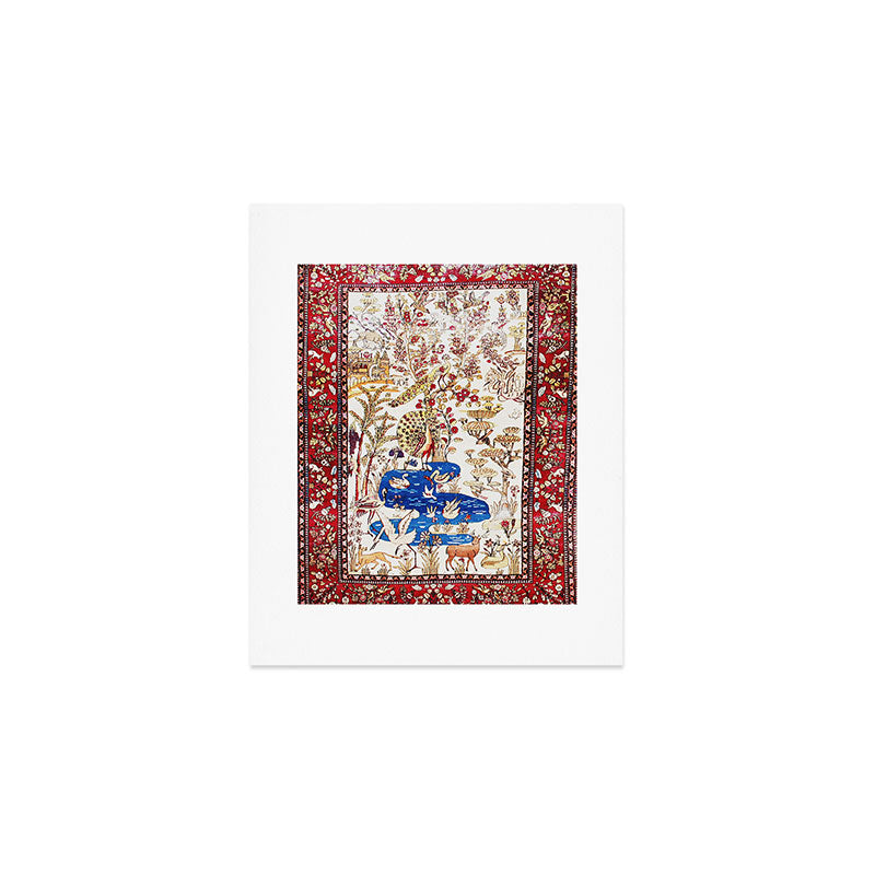 Vintage Persian Animal Rug Print Art Print Gallery Image 1