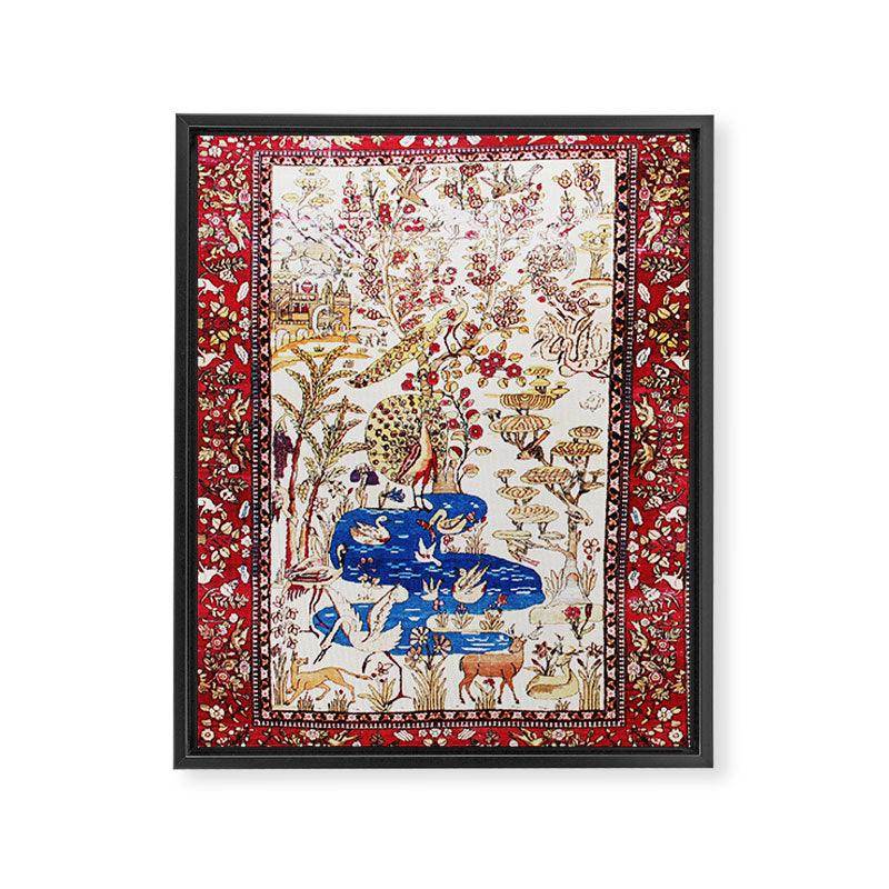Vintage Persian Animal Rug Print Framed Canvas Print Gallery Image 3