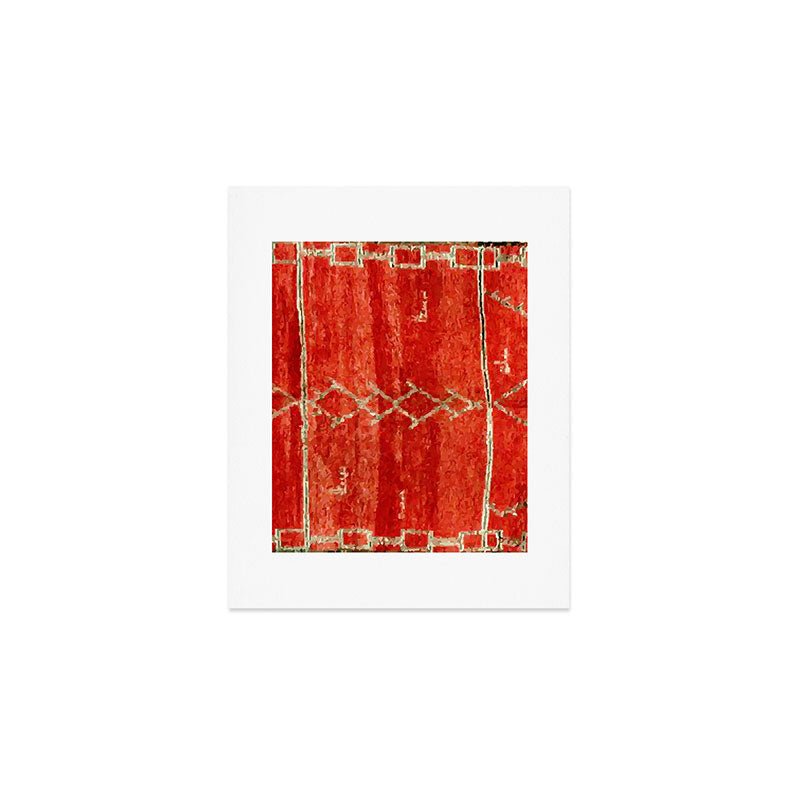 Vintage Red Moroccan Rug Print Art Print Gallery Image 1
