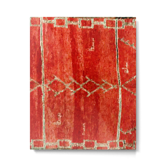 Vintage Red Moroccan Rug Print Metal Print Gallery Image 1