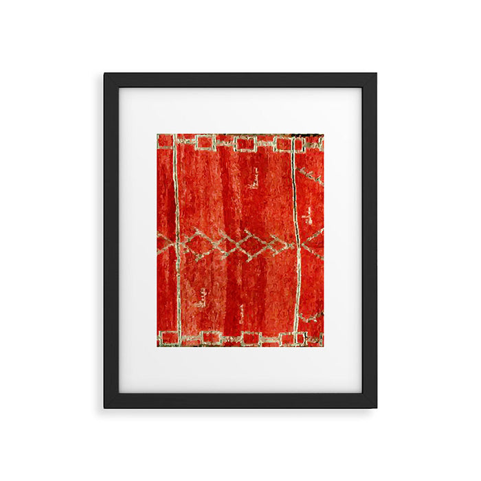Vintage Red Moroccan Rug Print Framed Art Print Gallery Image 1