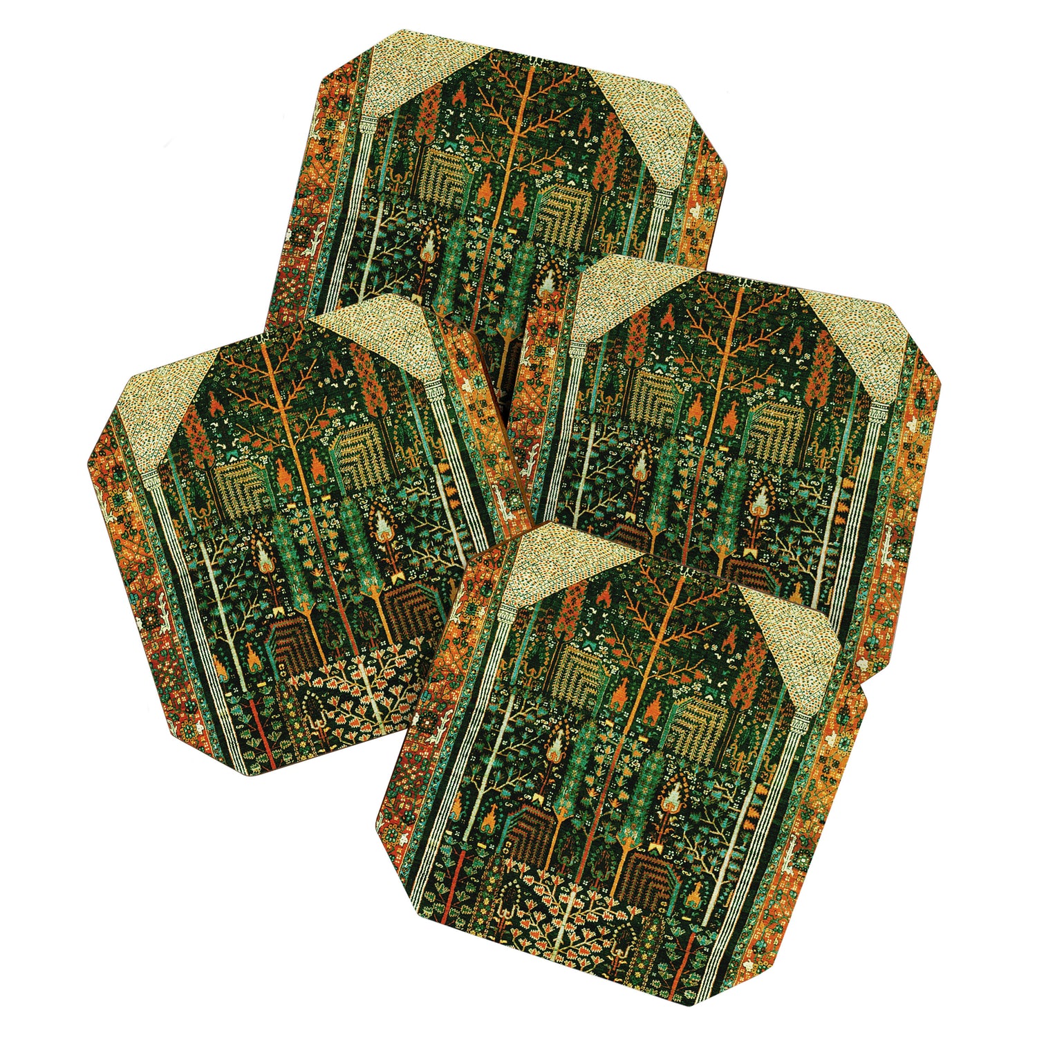 Weeping Willow Antique Bijar Persian Rug Print Coaster Gallery Image 1