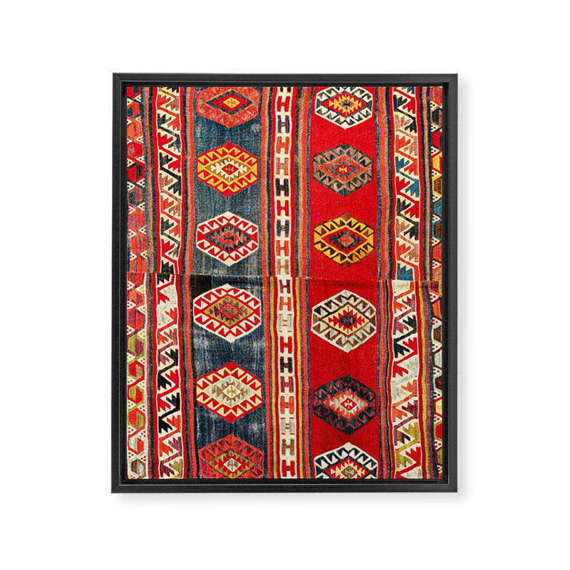 West Anatolian  Antique Turkish Kilim Print Framed Canvas Print Gallery Image 3